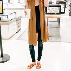 Halogen cashmere ribbed vest one size fits all